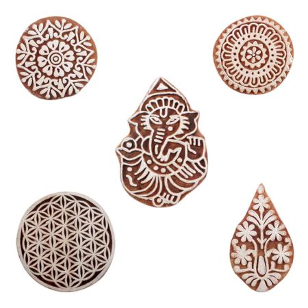 Set of 5 Piece New Mix Wooden Printing Blocks